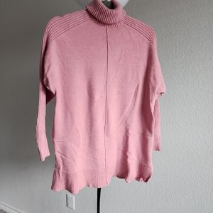 Pink Oversized Turtle Neck Sweater